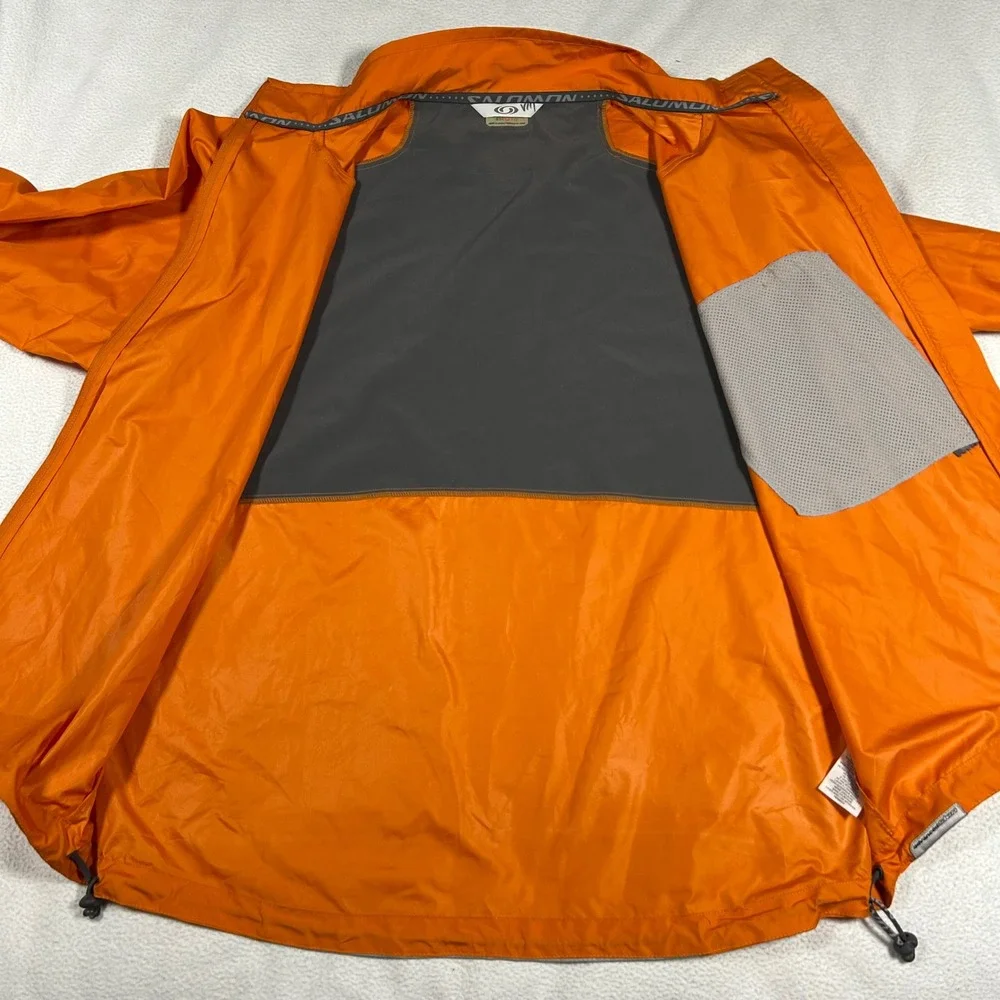 Salomon Windbreaker Jacket Mens XL Orange Grey X3‎ Sports Activity Vehicle Zip
